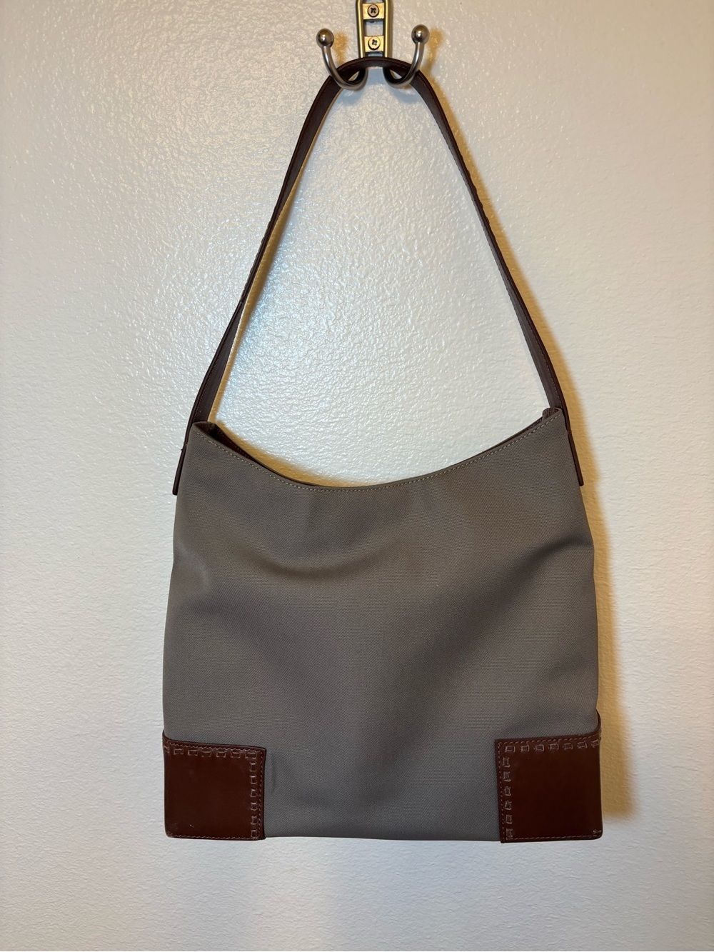 Cole Haan Brown and Olive green minimalist shoulder bag